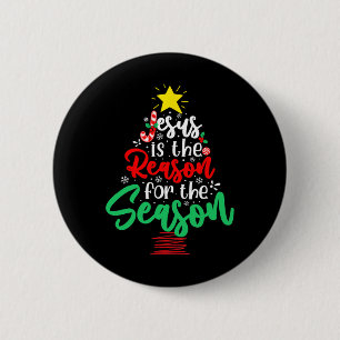 Christian Jesus Is The Reason Christmas Xmas Tree  6 Cm Round Badge