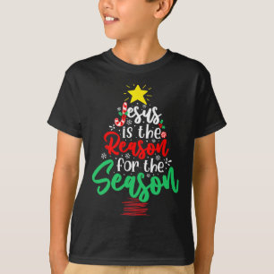 Christian Jesus Is The Reason Christmas Xmas Tree  T-Shirt