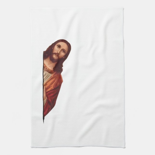 Christian Jesus is Watching you, Jesus I Saw That Tea Towel (Vertical)