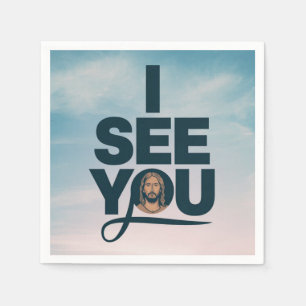 Christian Jesus is Watching you, Jesus I See You Napkin