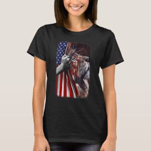 Christian Jesus Lion Of Judah American Flag Usa T-Shirt