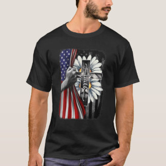 Christian Jesus Lion Of Judah Faith Cross Flower U T-Shirt