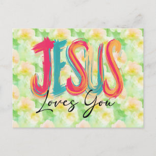 Christian Jesus Loves You Postcard