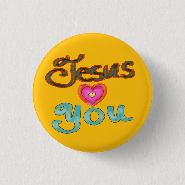 Christian ‘Jesus Loves You’ Yellow Button   (Front)