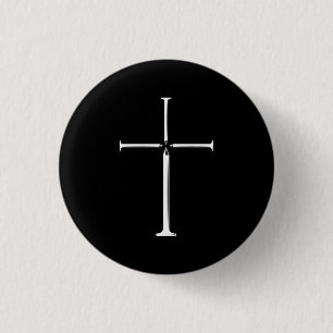 Christian Jesus Nail Cross 3 Cm Round Badge