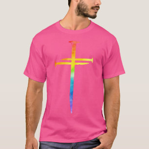 Christian Jesus Nail Cross Rainbow Bible Religious T-Shirt