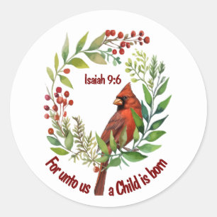 Christian Jesus Quote Cardinal Red Bird Classic Round Sticker