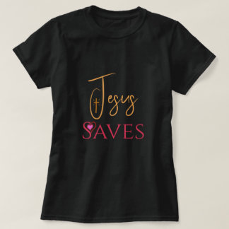 Christian Jesus Saves Cross Heart T-Shirt