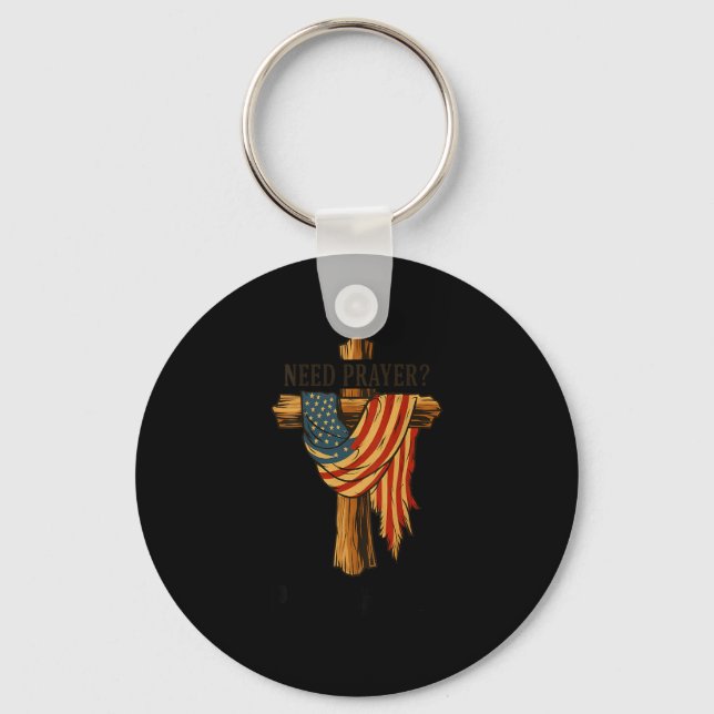 Christian Jesus Tap Me On The Shoulder Cross Usa F Key Ring (Front)