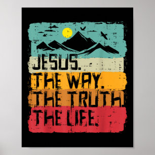 Christian Jesus The Way Truth Life Retro Bible Men Poster