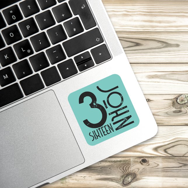 Christian John 3:16 Bible Verse Distressed Minimal Square Sticker (Creator Uploaded)