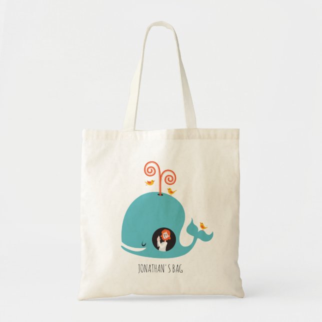 Christian Jonah and the Whale Swimming Tote Bag (Front)