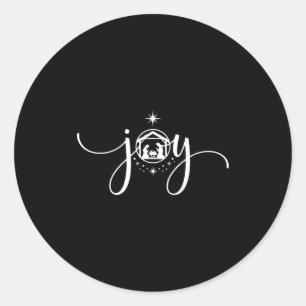 Christian Joy Nativity Christmas - joy' With Baby  Classic Round Sticker