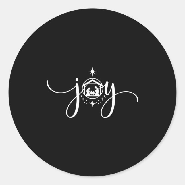 Christian Joy Nativity Christmas - joy' With Baby  Classic Round Sticker (Front)