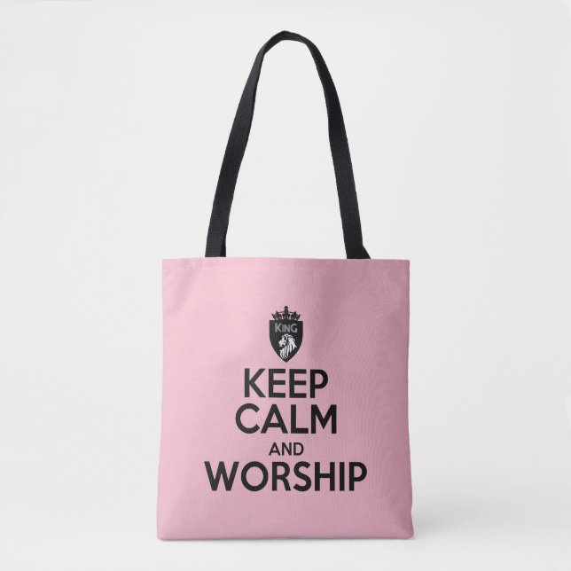 Christian KEEP CALM AND WORSHIP Tote Bag (Front)