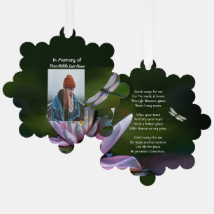Christian Keepsake Memorial Dragonfly Lotus Flower Tree Decoration Card