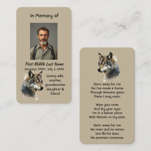 Christian Keepsake Memorial Watercolor Wolf Business Card