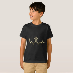 Christian Kids T-Shirt - Cross with Life Pulse