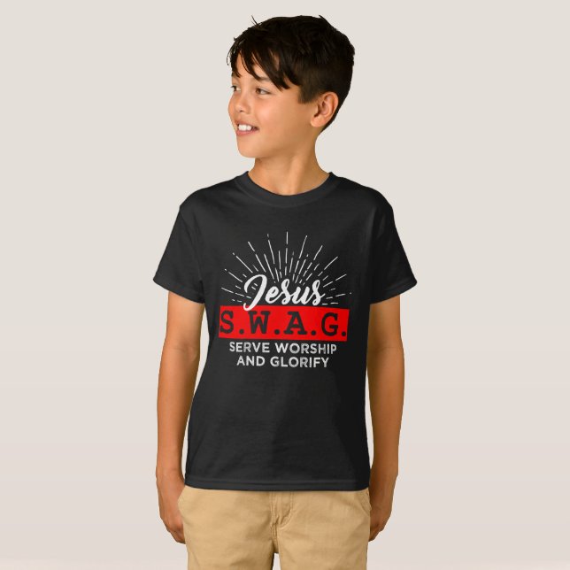 Christian Kids T-Shirt - Serve Worship And Glorify (Front Full)