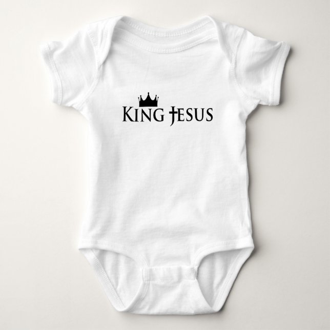 Christian King Jesus Cross and Crown Baby Gift Baby Bodysuit (Front)