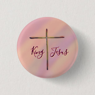 Christian King Jesus with Cross 3 Cm Round Badge