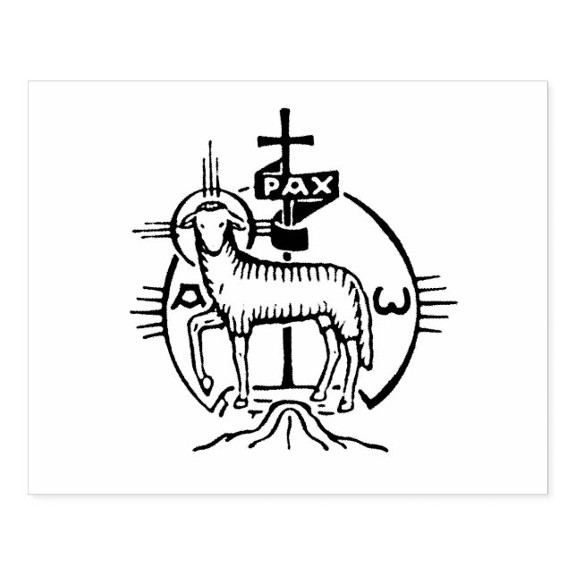 Christian Lamb of God Cross Pax Icon Rubber Stamp (Imprint)