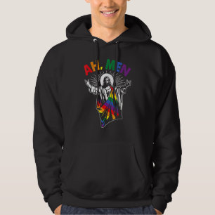 Christian Lgbt Gay Pride Jesus Rainbow Ah Men Men  Hoodie