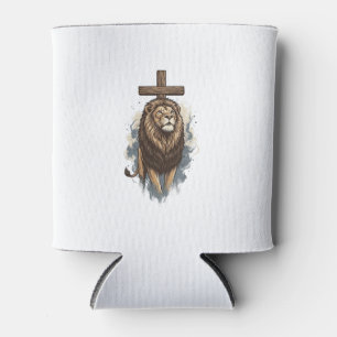 Christian Lion and Cross Vintage Can Cooler