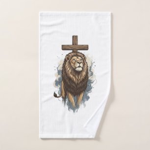 Christian Lion and Cross Vintage Hand Towel