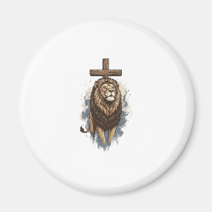Christian Lion and Cross Vintage Magnet