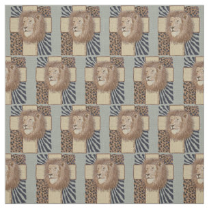 Christian Lion Cross Fabric