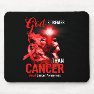 Christian Lion Cross God Is Greater Than Cancer Re Mouse Pad