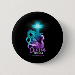 Christian Lion Cross Religious Bible Verse Suicide 6 Cm Round Badge