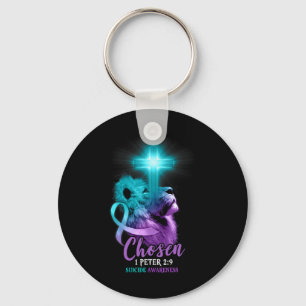 Christian Lion Cross Religious Bible Verse Suicide Key Ring