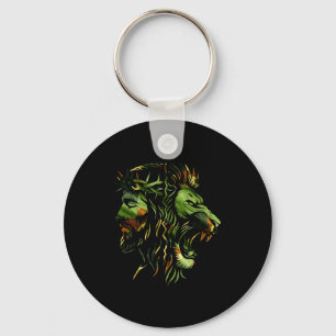 Christian Lion Jesus Crown Camo Faith Design Key Ring