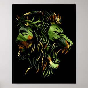 Christian Lion Jesus Crown Camo Faith Design  Poster