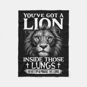Christian Lion Praise The Lord Worship Faith Fleece Blanket