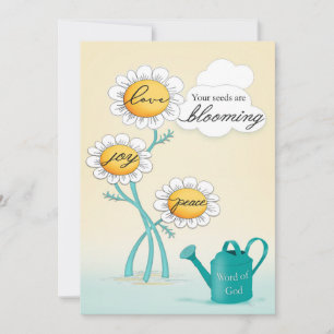 Christian Love Joy Peace Blooming Daisies Thank You Card