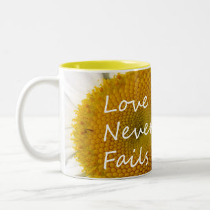 Christian Love Never Fails Daisy 1 Corinthians 13 Two-Tone Coffee Mug