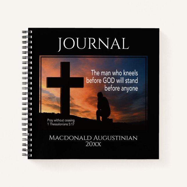 Christian MAN WHO KNEELS BEFORE GOD Prayer Notebook (Front)