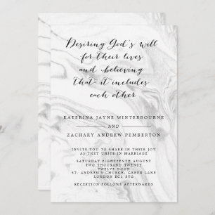 Christian Marble Elegant Script Wedding Invitation