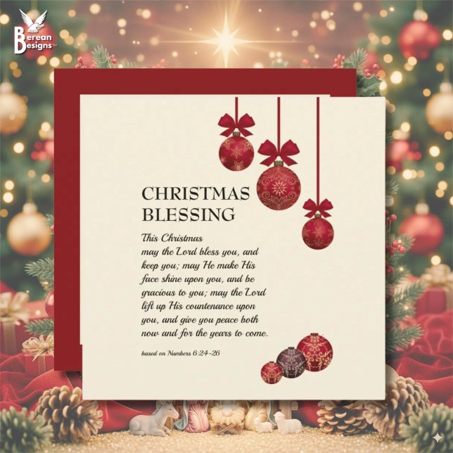 Christian | MAY THE LORD BLESS YOU | Christmas Holiday Card (Festive CHRISTMAS BLESSING greeting card based on Numbers 6)