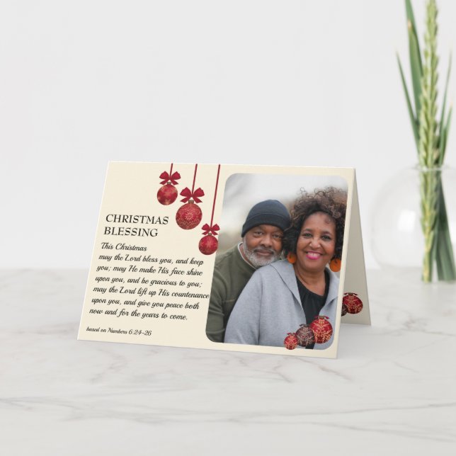 Christian MAY THE LORD BLESS YOU Photo Christmas Holiday Card (Front)