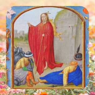 Christian Mediaeval Resurrection of Jesus Easter Square Sticker