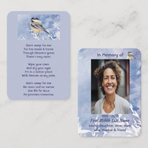 Christian Memorial Chickadee Bird Winter Snow Tree Business Card