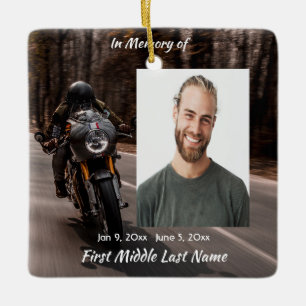Christian Memorial Custom Photo Motorcycle Biker Ceramic Ornament