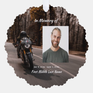 Christian Memorial Custom Photo Motorcycle Biker Tree Decoration Card
