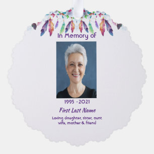 Christian Memorial  Feathers Boho Tribal Native Tree Decoration Card