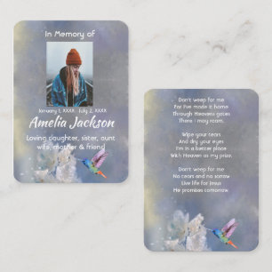 Christian Memorial Hummingbird White Flowers Business Card