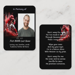Christian Memorial Keepsake Baseball Softball Business Card
